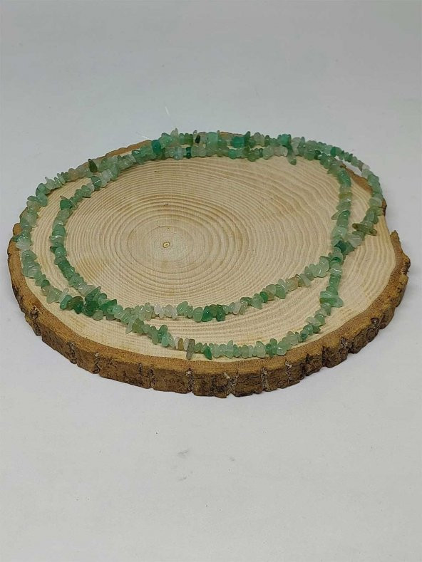 Aventurin Taşı Minik Boy 4-6mm Aralığı Şekilsiz 1000 Ayar Gümüş İpli Kolye - Resim 3