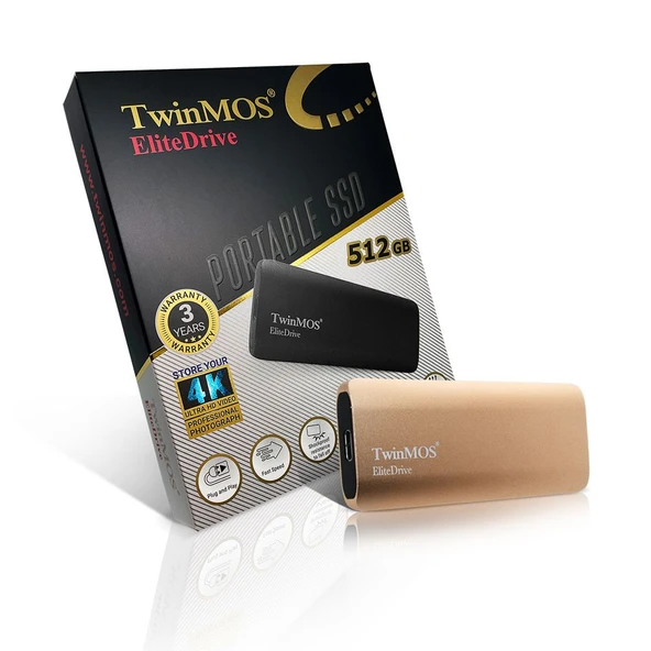 TwinMOS 512GB Taşınabilir External SSD USB 3.2/Type-C (Gold) - 3