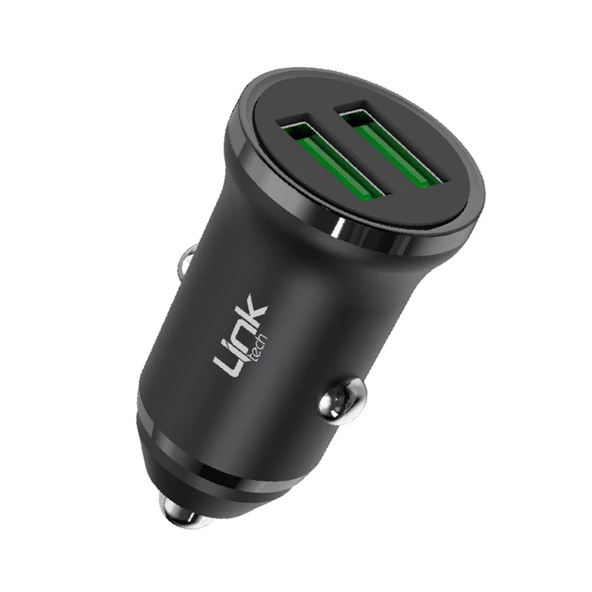 LinkTech C483e 12W 2x USB + Type-C USB Kablo Araç İçi Şarj Aleti Set Siyah - 2