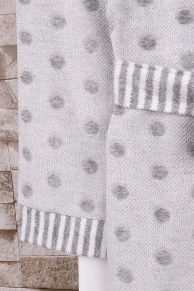 Kadın Puantiyeli Gri Kimono Sabahlık - Resim 3