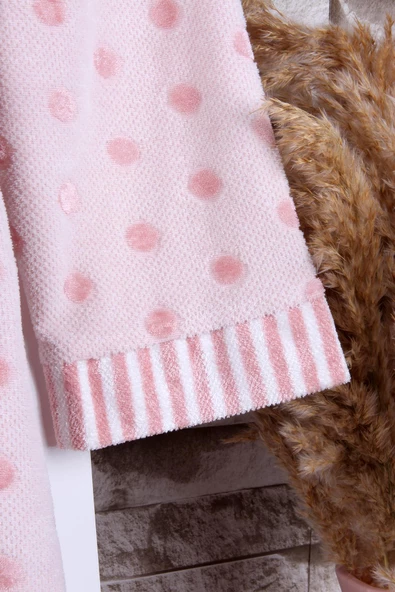 Kadın Puantiyeli Gri Kimono Sabahlık - Resim 6