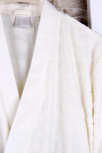 Kadın Desenli Somon Renk Kimono Sabahlık - 5