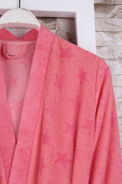 Kadın Yıldız Desenli Lacivert Kimono Sabahlık - 5