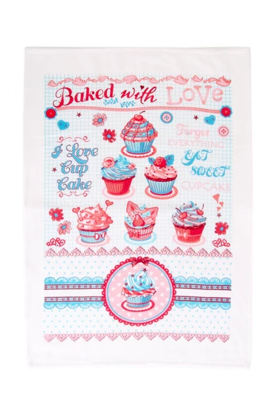 %100 Pamuk 2'li 50x70 Baskılı Mutfak Kurulama Havlu&Peçete - Resim 8