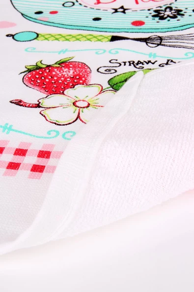 %100 Pamuk 2'li 50x70 Baskılı Mutfak Kurulama Havlu&Peçete - Resim 2