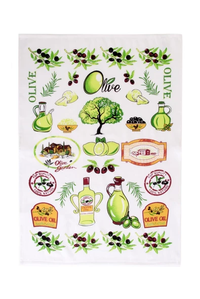 %100 Pamuk 2'li 50x70 Baskılı Mutfak Kurulama Havlu&Peçete - Resim 12