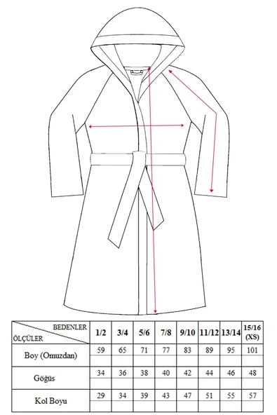 Baveno %100 Pamuk Nakışlı Kapşonlu Kız Çocuk Bornoz - Resim 3