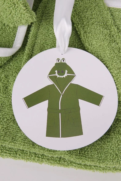 Baveno %100 Pamuk Hayvan Figürlü Kapşonlu Çocuk Bornozu - 5