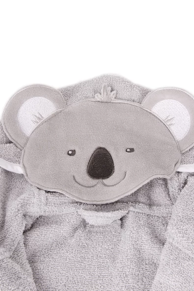 Baveno %100 Pamuk Hayvan Figürlü Kapşonlu Çocuk Bornozu - 2