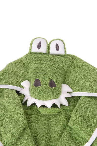 Baveno %100 Pamuk Hayvan Figürlü Kapşonlu Çocuk Bornozu - 6