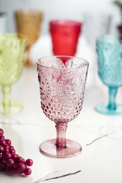 Akrilik Renkli 6lı Kadeh & Su Meşrubat Kahve Yanı Bardağı 450 ml ( Cam Değildir ) - 6