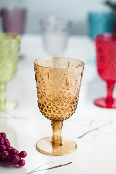 Akrilik Renkli 6lı Kadeh & Su Meşrubat Kahve Yanı Bardağı 450 ml ( Cam Değildir ) - 3