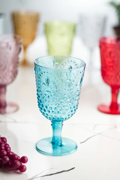 Akrilik Renkli 6lı Kadeh & Su Meşrubat Kahve Yanı Bardağı 450 ml ( Cam Değildir )