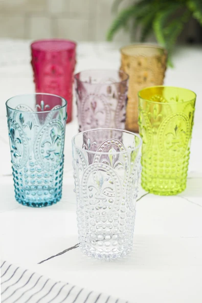 Akrilik Renkli 6lı Uzun Bardak & Su Meşrubat Bardağı 750 ml ( Büyük Boy & Cam Değildir )