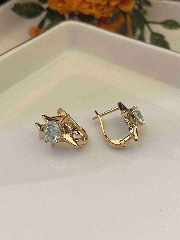 Aksesuar Çarşısı  Özel Seri Su Yeşili Taşlı Küpe - Resim 3