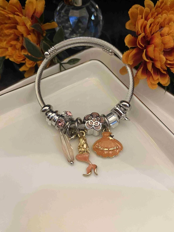 Aksesuar Çarşısı Deniz Kızı İstiridye Kabuğu Charm Bileklik ürün görseli