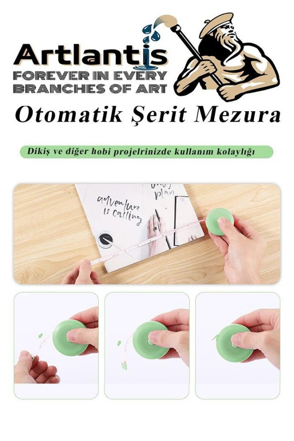 Otomatik Şerit Mezura 1.5 Metre Mavi Renk 1 Adet Yuvarlak Cep Mezurası 150 cm Mezro Terzi Metresi Vücut Ölçüm Metresi - 4