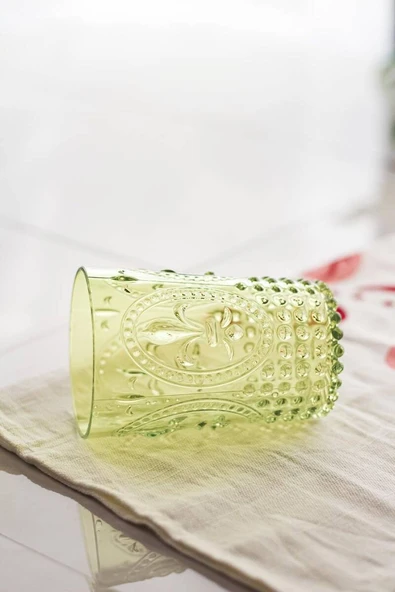 Akrilik Yeşil 6lı Kısa Bardak & Su Meşrubat Kahve Yanı Bardağı 400 ml ( Cam Değildir ) - 2