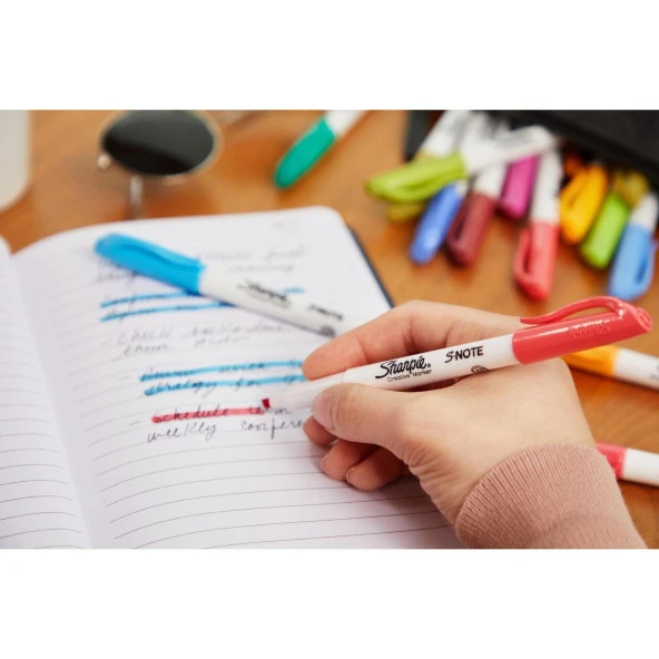 Sharpie Fosforlu Kalem Snote Çok İşlevli Karışık 12 Renk Karışık - Resim 3