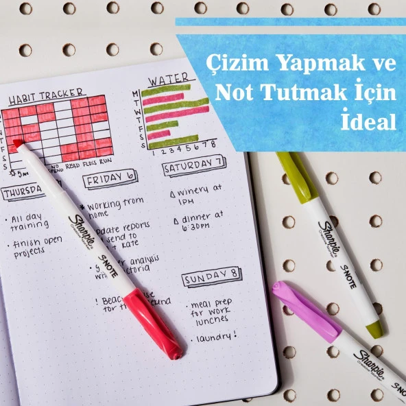 Sharpie Fosforlu Kalem Snote Çok İşlevli Karışık 12 Renk Karışık - Resim 5