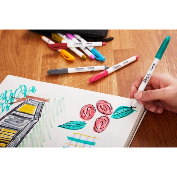 Sharpie Fosforlu Kalem Snote Çok İşlevli Karışık 12 Renk Karışık - Resim 10