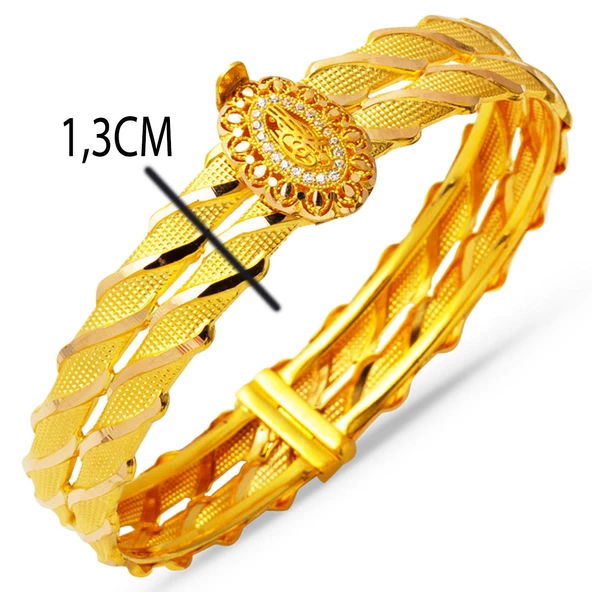 Osmanlı Tuğralı Kesik Burma Altın Kelepçe Bilezik - Resim 6