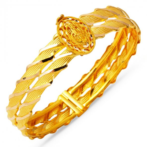 Modern Tuğralı Kesik Burma Altın Bilezik ürün görseli 1