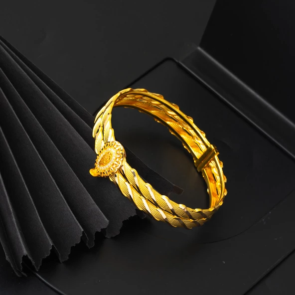 Osmanlı Tuğralı Kesik Burma Altın Kelepçe Bilezik - Resim 4