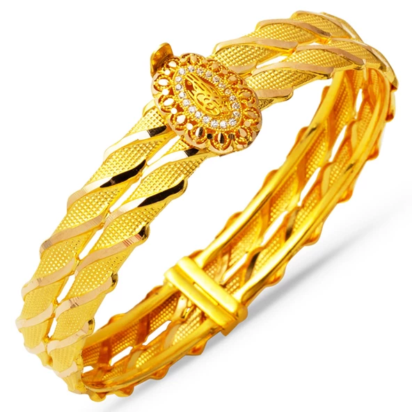 Osmanlı Tuğralı Kesik Burma Altın Kelepçe Bilezik ürün görseli 1