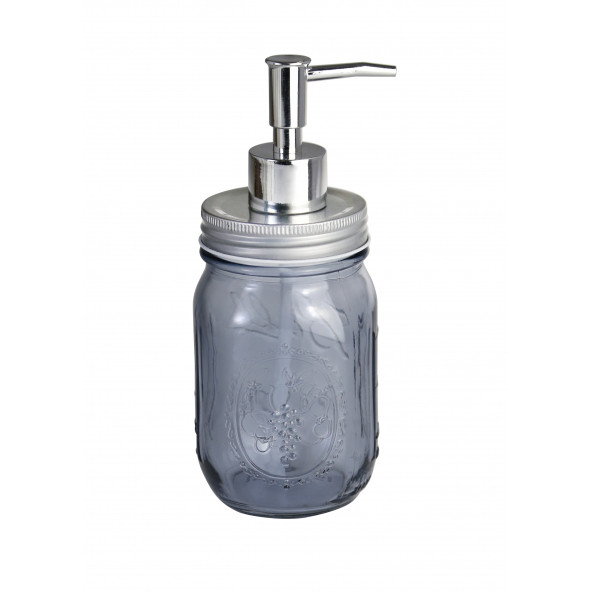 KTBT0163-S3 CAM SIVI SABUNLUK,ÇİÇEK DESENLİ KOYU MAVİ 8X8X10CM 420ML - 2