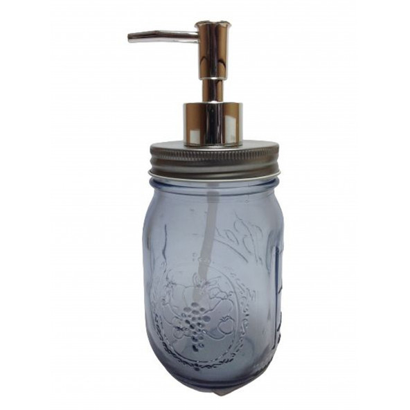KTBT0163-S3 CAM SIVI SABUNLUK,ÇİÇEK DESENLİ KOYU MAVİ 8X8X10CM 420ML - 4