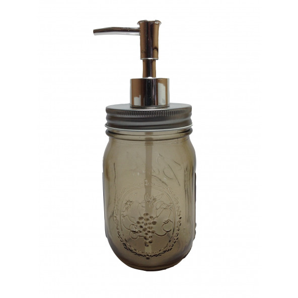 KTBT0163-S4 CAM SIVI SABUNLUK,ÇİÇEK DESENLİ KAHVERENGİ 8X8X10CM 420ML - 4