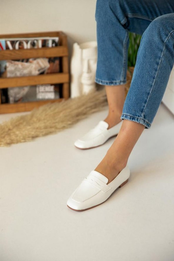 Marjinix Trendy Düz Tokalı Kadın Babet Ayakkabı