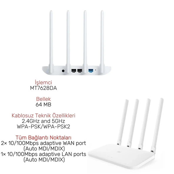 Xiaomi Mi R4AC Router 4A  WiFi 1200Mbps 5GHz Sinyal Aktarıcı Güçlendirici - 1