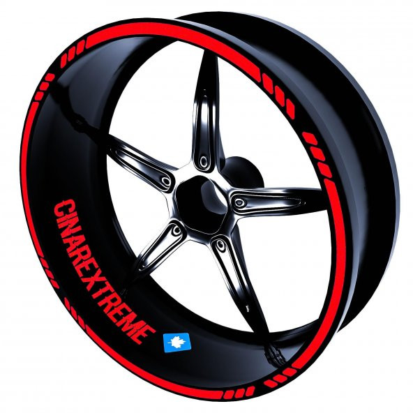 Moto Rider 4lü Sticker Seti Reflektif Kırmızı İç Dış Jant Şeridi Kask ve Çamurluk Çınar Extreme - 2