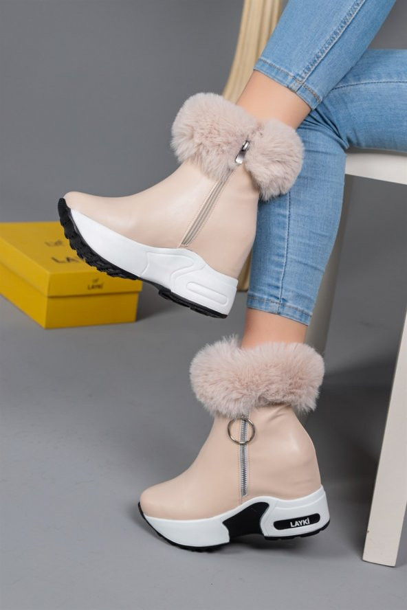 Susana Bej Renkli Kadın Tüylü Kışlık Bot - 2