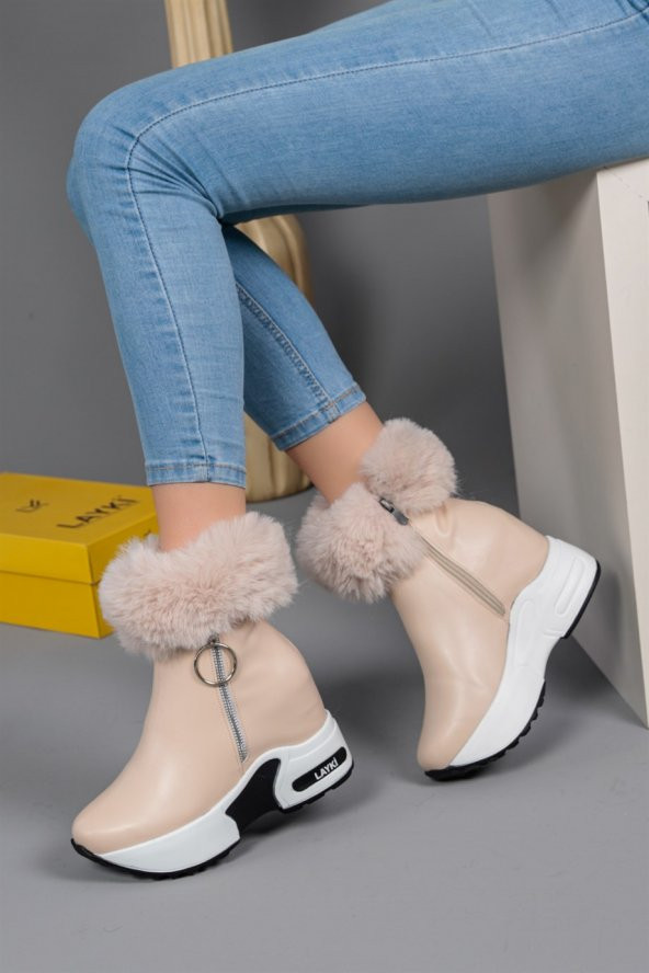 Susana Bej Renkli Kadın Tüylü Kışlık Bot - 3