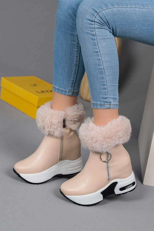 Susana Bej Renkli Kadın Tüylü Kışlık Bot - 4