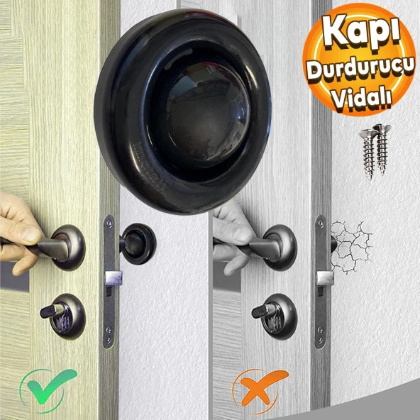 Silikon Kapı Stoperi Tamponu Vidalı Kapı Kolu Kapı Durdurucu Tutucu Stopu Siyah