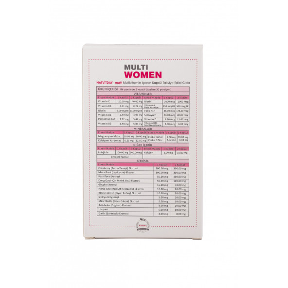 Natvitday Multi Women Multivitamin Içeren Kapsül Takviye Edici Gıda 60 Kapsül - 3