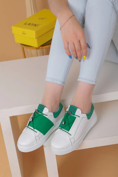 Alvaro Beyaz Yeşil Renkli  Sneaker - 6