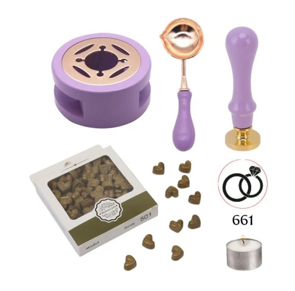 Davetiye Mum Mühürü Uygulama Seti Lavanta Renk 661 Yüzükler ürün görseli