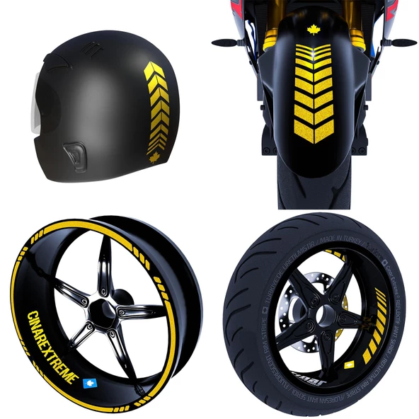 Moto Rider 4'lü Sticker Seti İç Dış Jant Şeridi Kask Çamurluk Çınar Extreme - 10
