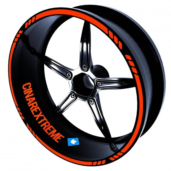 Moto Rider 4lü Sticker Seti Floresan Turuncu İç Dış Jant Şeridi Kask ve Çamurluk Çınar Extreme - 2