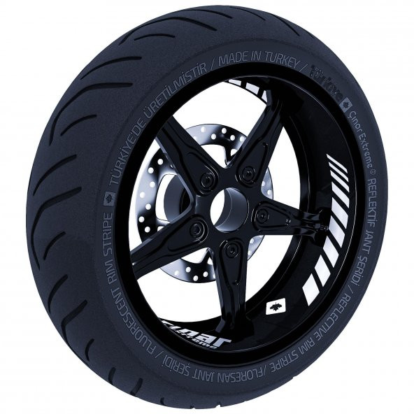 Moto Rider 4lü Sticker Seti Yaldızlı Gümüş İç Dış Jant Şeridi Kask ve Çamurluk Çınar Extreme - 3