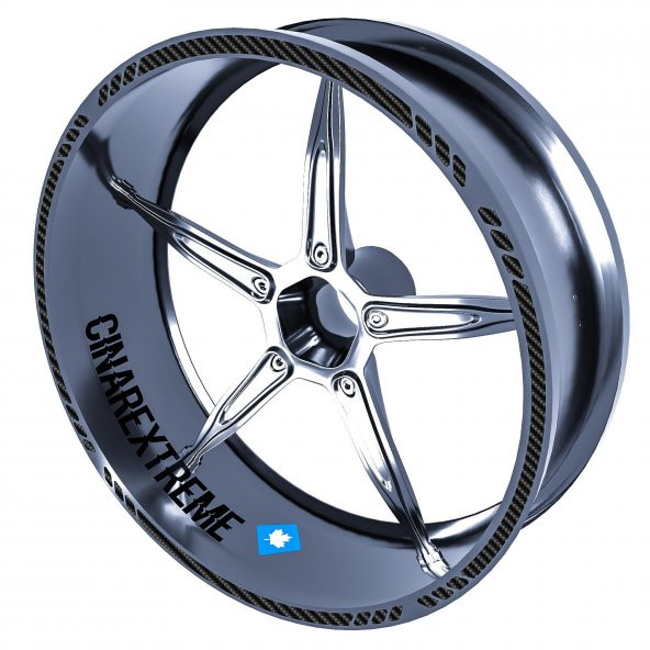 Moto Rider 4lü Sticker Seti Siyah Karbon Fiber Dokulu İç Dış Jant Şeridi Kask ve Çamurluk Çınar Extreme - 2