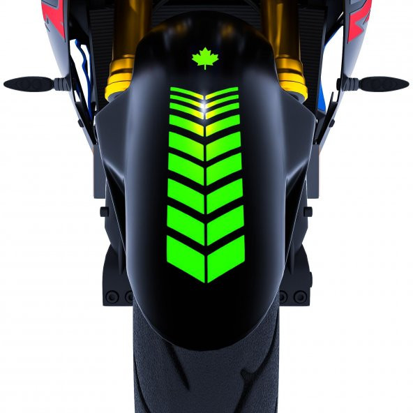 Moto Rider 4lü Sticker Seti Floresan Yeşil İç Dış Jant Şeridi Kask ve Çamurluk Çınar Extreme - 4