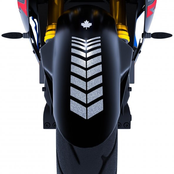 Moto Rider 4lü Sticker Seti Yaldızlı Gümüş İç Dış Jant Şeridi Kask ve Çamurluk Çınar Extreme - 4