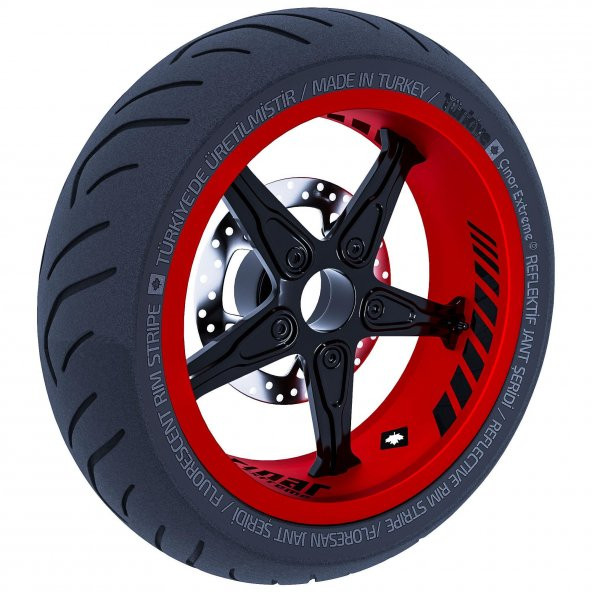 Moto Rider 4lü Sticker Seti Jet Siyah İç Dış Jant Şeridi Kask ve Çamurluk Çınar Extreme - 3