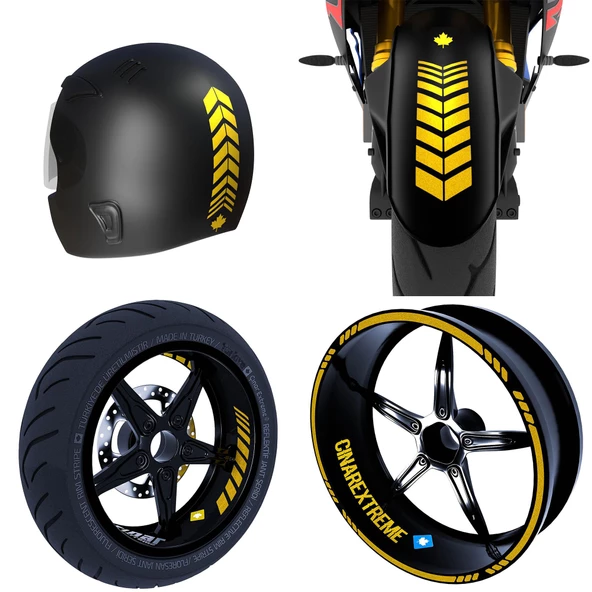 Moto Rider 4'lü Sticker Seti İç Dış Jant Şeridi Kask Çamurluk Çınar Extreme - 12